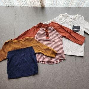 Lot of 3 Cat & Jack long sleeve baby tees 12m